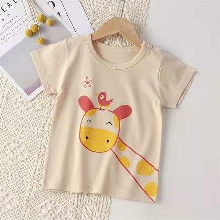 

NECHOLOGY Children Kids Toddler Infant Baby Boys Girls Cute Cartoon Animals Short Sleeve Blouse Top T Shirt Boy Sleeveless Shirt Shirt Yellow 18-24 Months