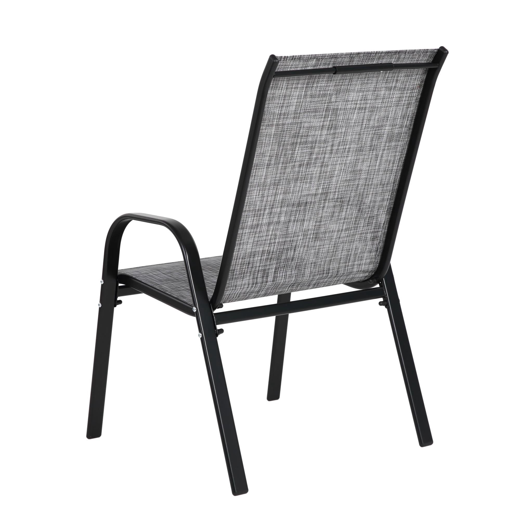 Sailvan Set of 8 Outdoor Patio Chairs,Breathable Textilene Garden Dining Chairs with Armrest and High Backrest Grey