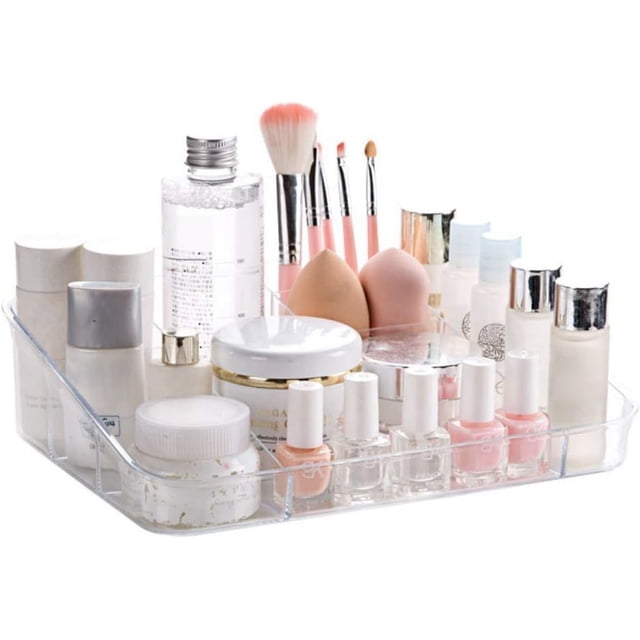 Bandeja organizadora de maquillaje SUNFICON, acrílico transparente