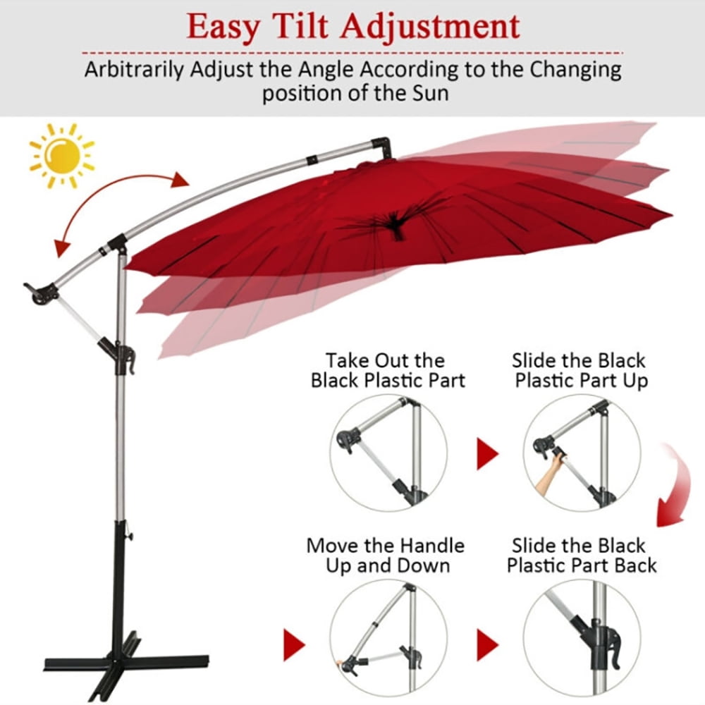 Aimee Lii 10 Feet Patio Umbrella Market Hanging Umbrella for Backyard Poolside Lawn Garden, Outdoor Umbrellas for Patio, Red