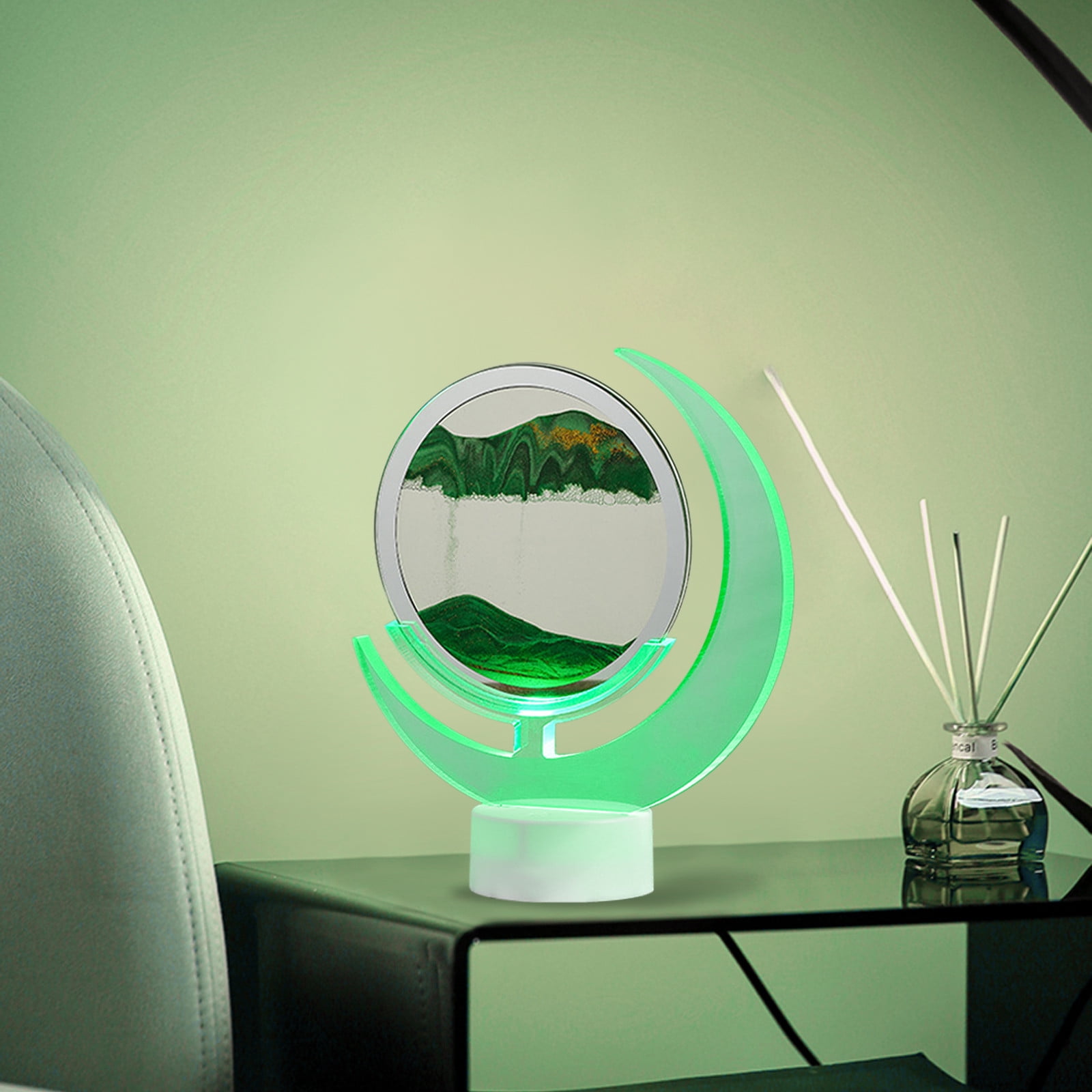 Wovilon Night Light Usb Streaming Sand Painting Night Light, 3D Three-Dimensional Moon Painting, Decorative Home Gifts Bedside Ambient Sand Painting Led Table Lamp(5Ml)