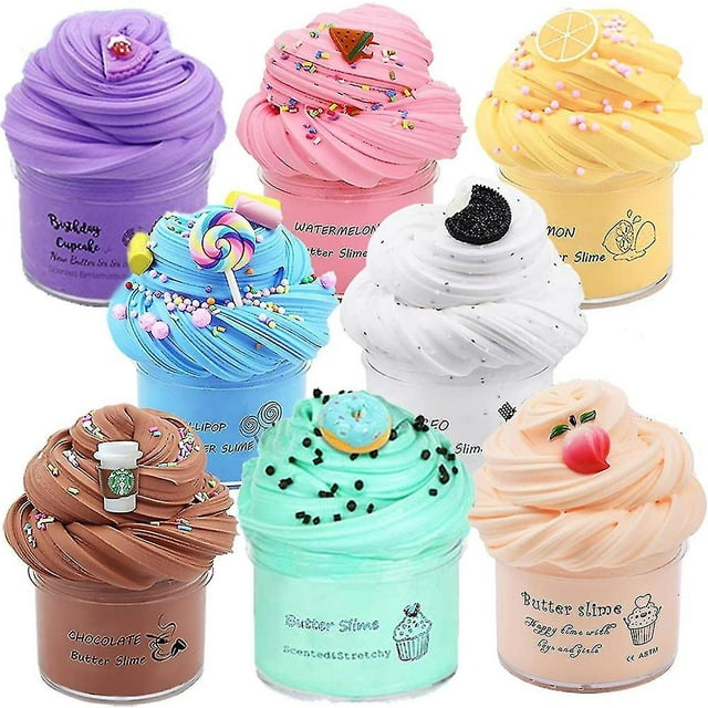8 Pack Butter Slime Kit, Stress Relief Toys For Girl Boys 70ml