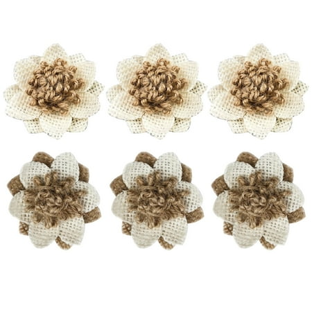 

6pcs Vintage Handmade DIY Burlap Linen Rope Flowers Wedding Decor Crafts