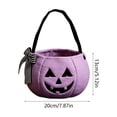 thumbnail image 3 of YAMB Halloween Handheld Bow Embroidered Candy Bag, Cute Pumpkin Shaped Candy Bucket with Handles, Portable Spacious Goodie Collecting Bag for Home Party Table Decor & Party Prop, Purple, 3 of 6