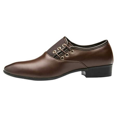 

Leather Shoes for Men Classical Style Leather Shoes for Men Slip On Pu Leather Low Rubber Sole Block Heel Work Leather Shoes Pu 43