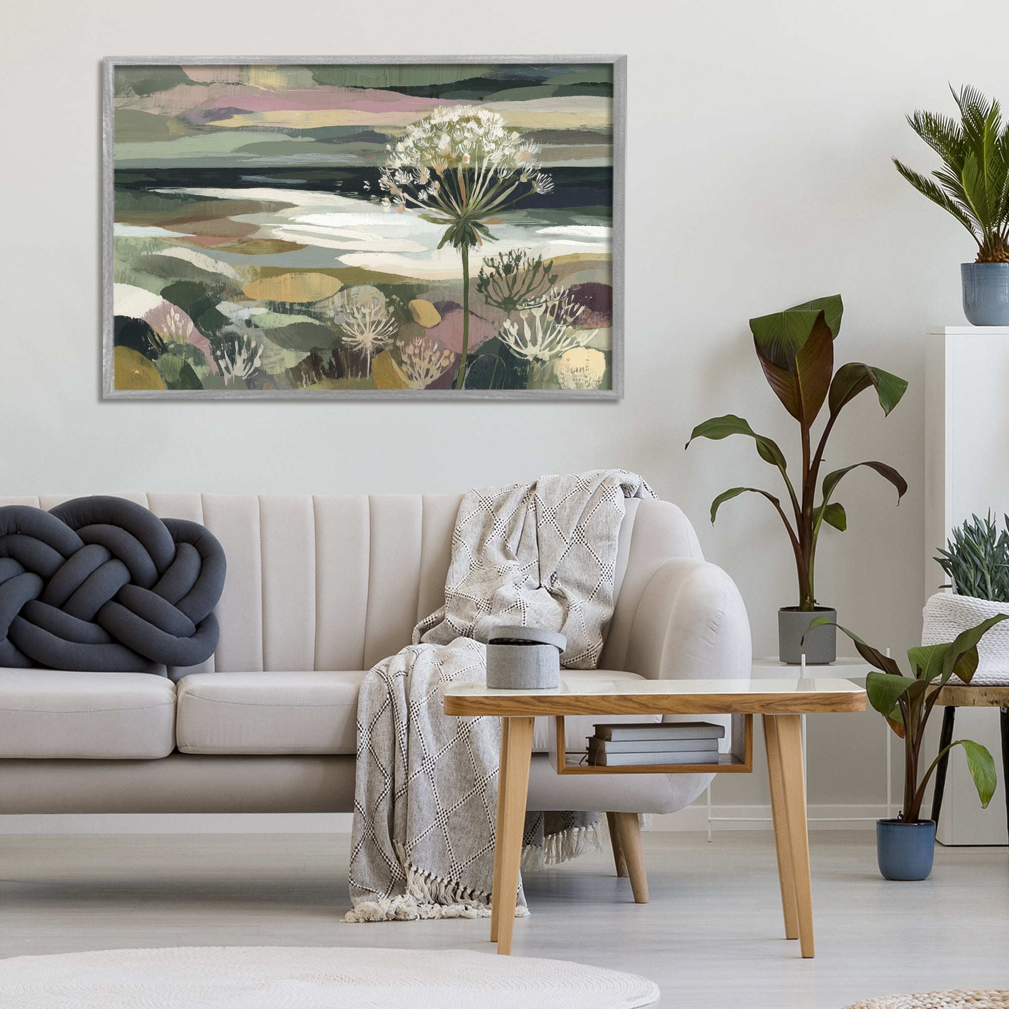 Stupell Industries Dandelion in Misty Meadow Gray Framed Giclee Art, design by Chromatic Storm Studio