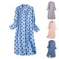 thumbnail image 7 of Clearance Women Cotton Nightgown Button Down Boyfriend Nightshirt Mid-Long Style Sleepshirt Pajama Tops,Long Sleeve V-Neck Plaid Night Gown Pajama Dress,S-XL Blue Heart, 7 of 7