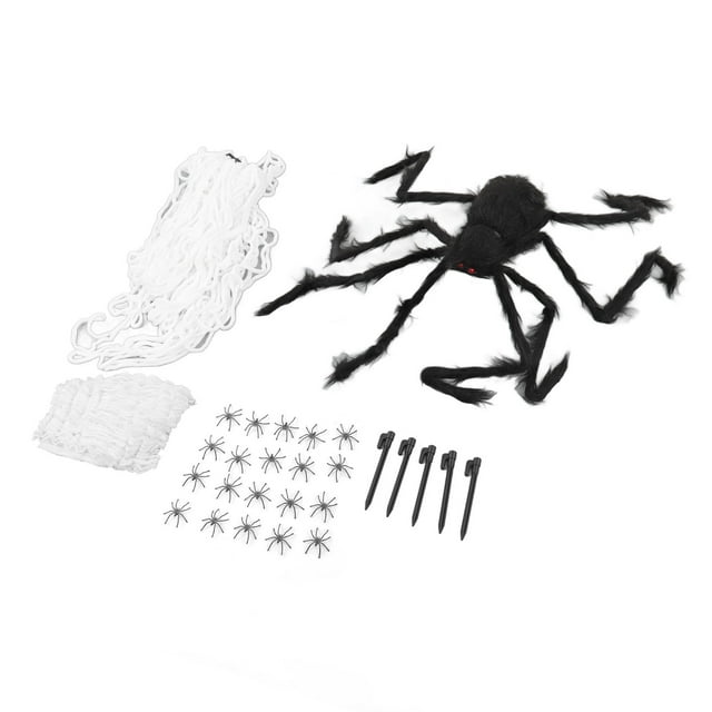 Halloween Spider Web, Cotton Foldable Spider Web Decoration With Ground Nails For Christmas
