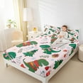 thumbnail image 4 of Manfei Green Cute Dinosaur Bed Sheets for Kids, Cartoon Animal King Sheets, Christmas Tree Sheet Set, Microfiber Bedroom Decor, 4 Pieces, 4 of 7