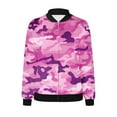thumbnail image 4 of JURANMO Pink Jackets for Women Camo Print Long Sleeve Zip Up Bomber Jacket Breast Cancer Awareness Outerwear Pink M, 4 of 5