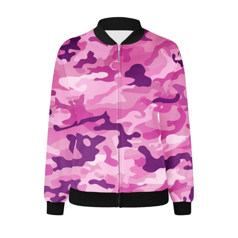 Luxalzxs Womens Breast Cancer Jacket Pink Ribbon Print Long