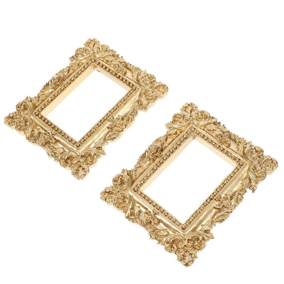 Topbathy Golden Resin Retro Picture Frames Compact Size Home Decor 2Pcs