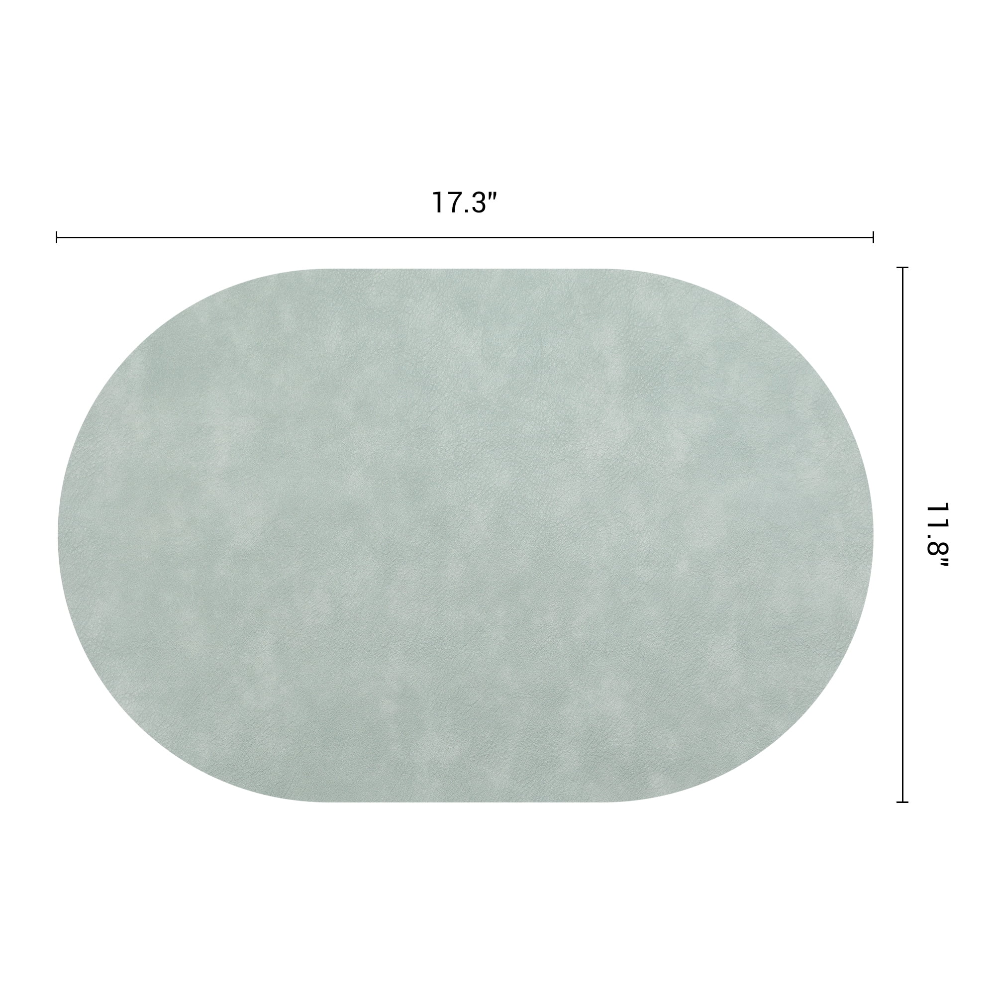 Unique Bargains 6pcs Oval Table Mats for Kitchen Green/Ivory White 17.3"x11.8"