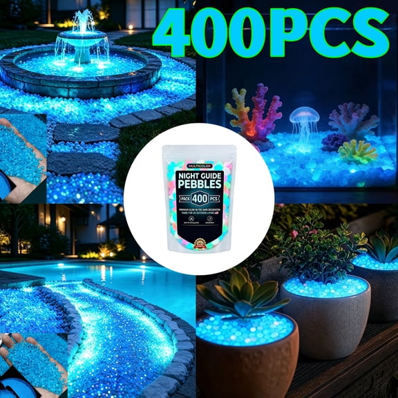 400PCS Night Guide Pebbles, 2026 New Colorful Luminous Garden Stones, Rainbow Glow in the Dark Stepping Rocks Outdoor Landscaping Decor Glowing Stones Fish Tank Aquarium Decorations, Ccwuwei