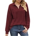 thumbnail image 2 of SEMPAI Blouses & Tops Women Tops Long Sleeve Round Neck Sweatshirts Hoodies for Women Relaxed Fit Stylish Solid Oversized Sweatshirts for Women Tops for Women, 2 of 4
