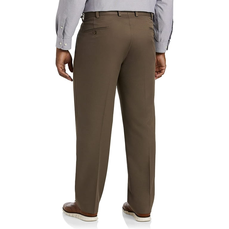 Big Tall Essentials by DXL Men s Big and Tall Men s Pleated Dress Pants Dark Khaki 44W x 30L 44 x 30
