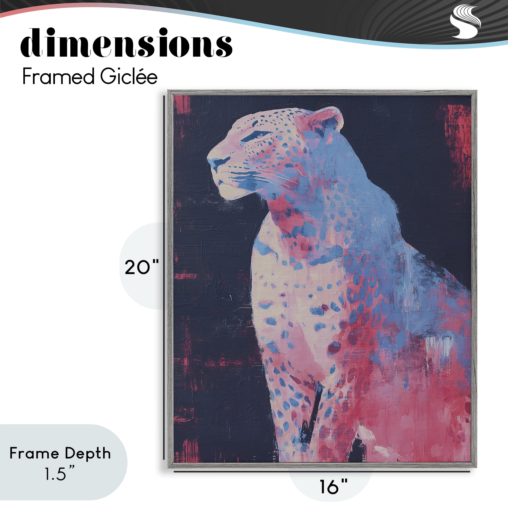 Stupell Industries Predator Pride Leopard Gray Framed Giclee Art, design by Svetlana Aleynikova