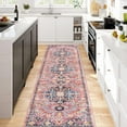 thumbnail image 5 of Findosom 2'x8' Vintage Runner Rug 0.4" Distressed Hallway Rug Non Slip Laundry Runner Rug Decor Rug Washable Runner Rug Kitchen Floor Mat Entryway Rug Runner for Laundry Kitchen Entryway, Pink, 5 of 7