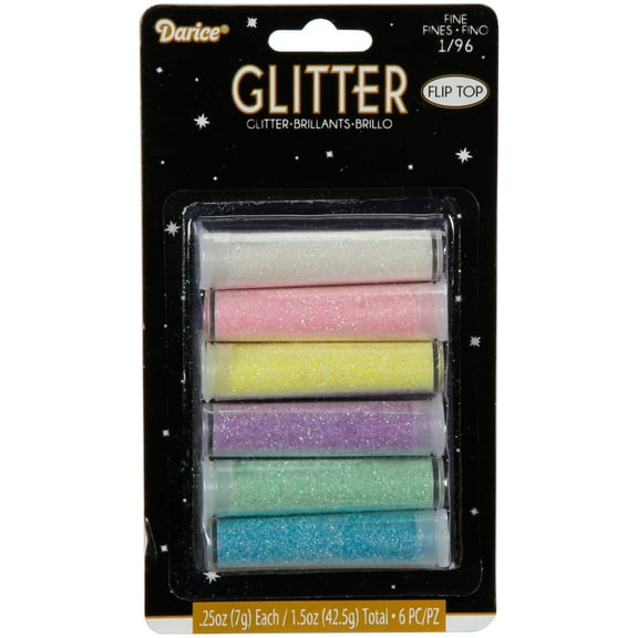 Darice Fine Pastel Glitter: 6 Tubes / 42.5g Total