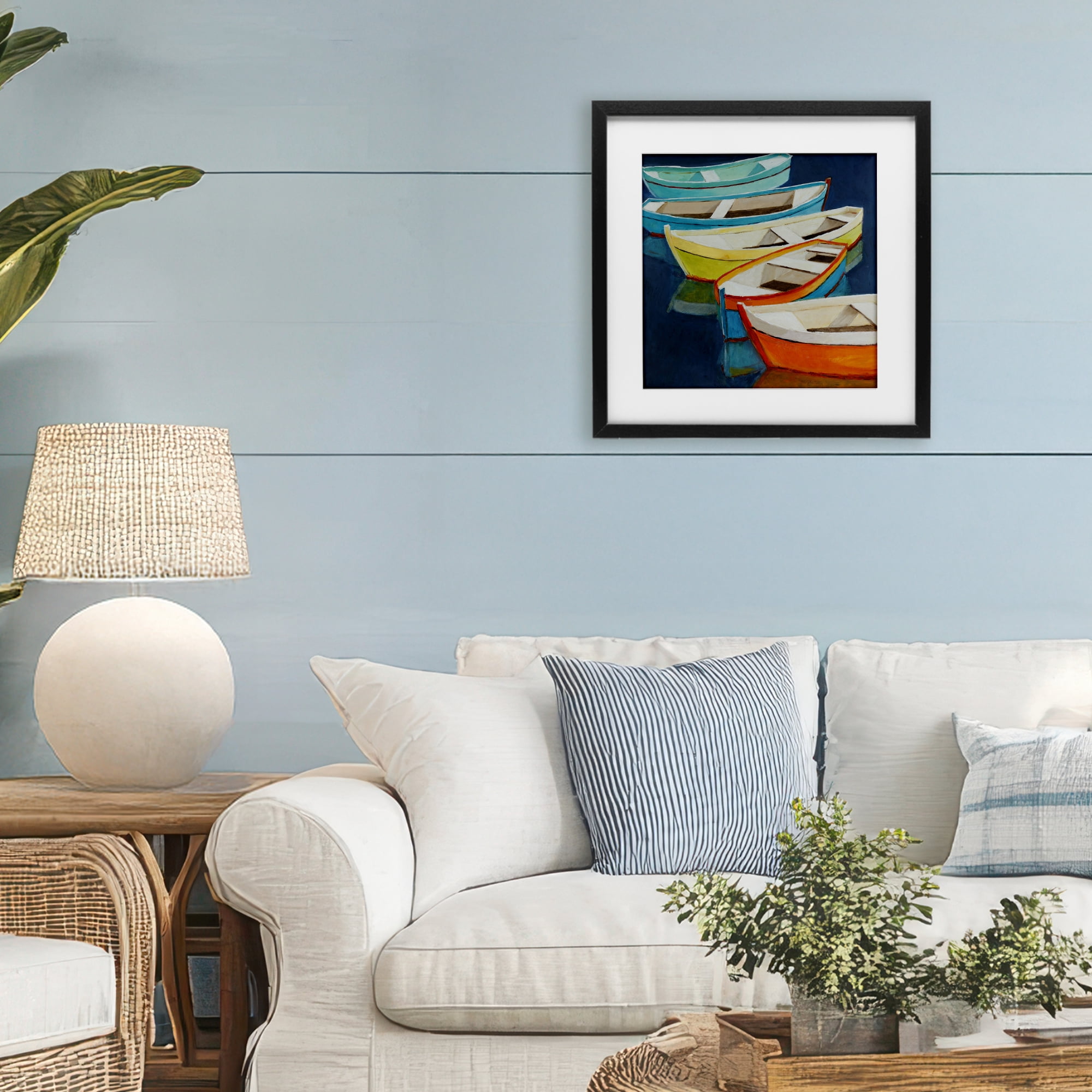 Stupell Industries Serene Rowboats in Summer Black Framed Print Under Glass, design by Lorenzo Collective