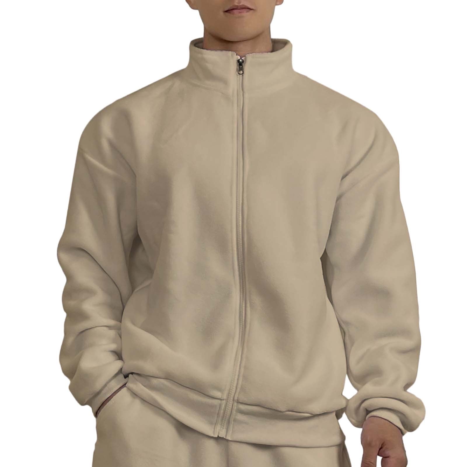 LLIMED Zip Up Sweatshirt Men No Hood Standing Collar Men's