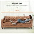 thumbnail image 5 of Esright 84.2” Tufted Leather Sofa Couch Mid-Century Modern Couches for Living Room,Apartment,Office (Brown), 5 of 7