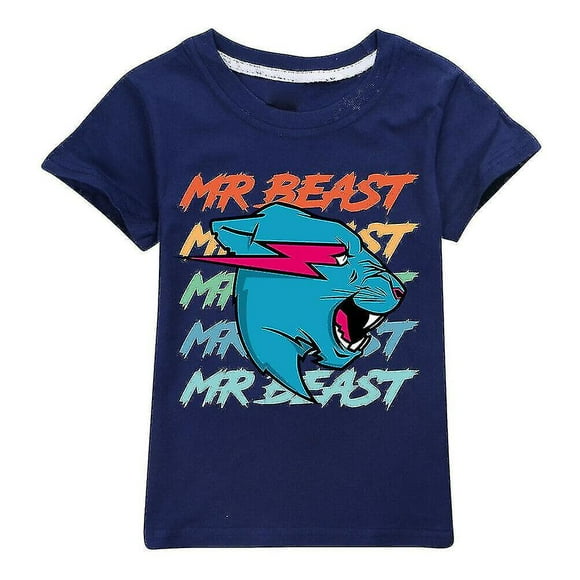 Kids Boys Mr Beast Lightning pet Short Sleeve Cotton T-shirt Casual Tee Shirts Tops Pulloversebneei