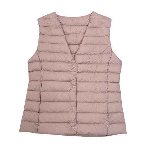 Arnsht (M-XXXXL) Plus Size Women's Puffer Vest Lightweight Zip Pockets Puffy Vests Sleeveless Quilted Padded Outerwear Gold M