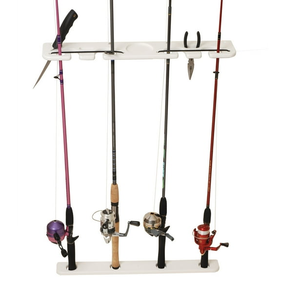 TACO Marine P03-074W 4-Rod Deluxe Pontoon Rod Rack - White