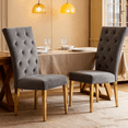 thumbnail image 6 of JERFIT Modern Velvet Dining Chairs Set of 2, Tufted Back Accent Chairs with Gold Metal Legs for Kitchen and Dining Room, Grey, 6 of 7
