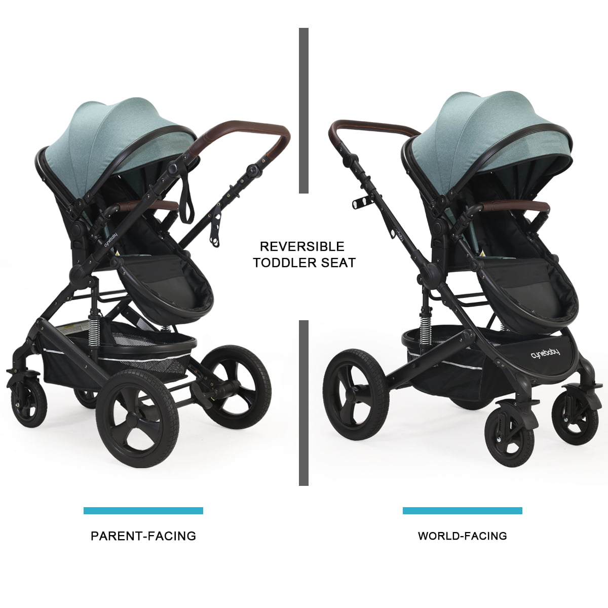 Henwi Reversible Convertible Baby Strollers for Infant High Landscape Bassinet Pushchair 2in1 Newborn Pushchair Gray 34.3 x 14.9 x 42.9 Inch 739A Gray 0 