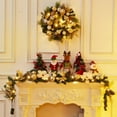 thumbnail image 5 of 6 FT Battery-Operated Pre-Lit Christmas Garland with 20 LED Lights, Gold Magnolia Flowers, Pine Cones, Ball Ornaments, and Ribbon Bows - for Mantel, Staircase, and Table Decor, Gold and White, 5 of 7