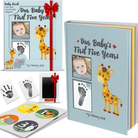 Keepsake Memory Book for Baby Boy or Girl Timeless First 5 Year Baby Book A Milestone Baby Book from Birth to Age 5 Gender Neutral Journal Scrapbook Photo Album Stickers Baby Ink Pad