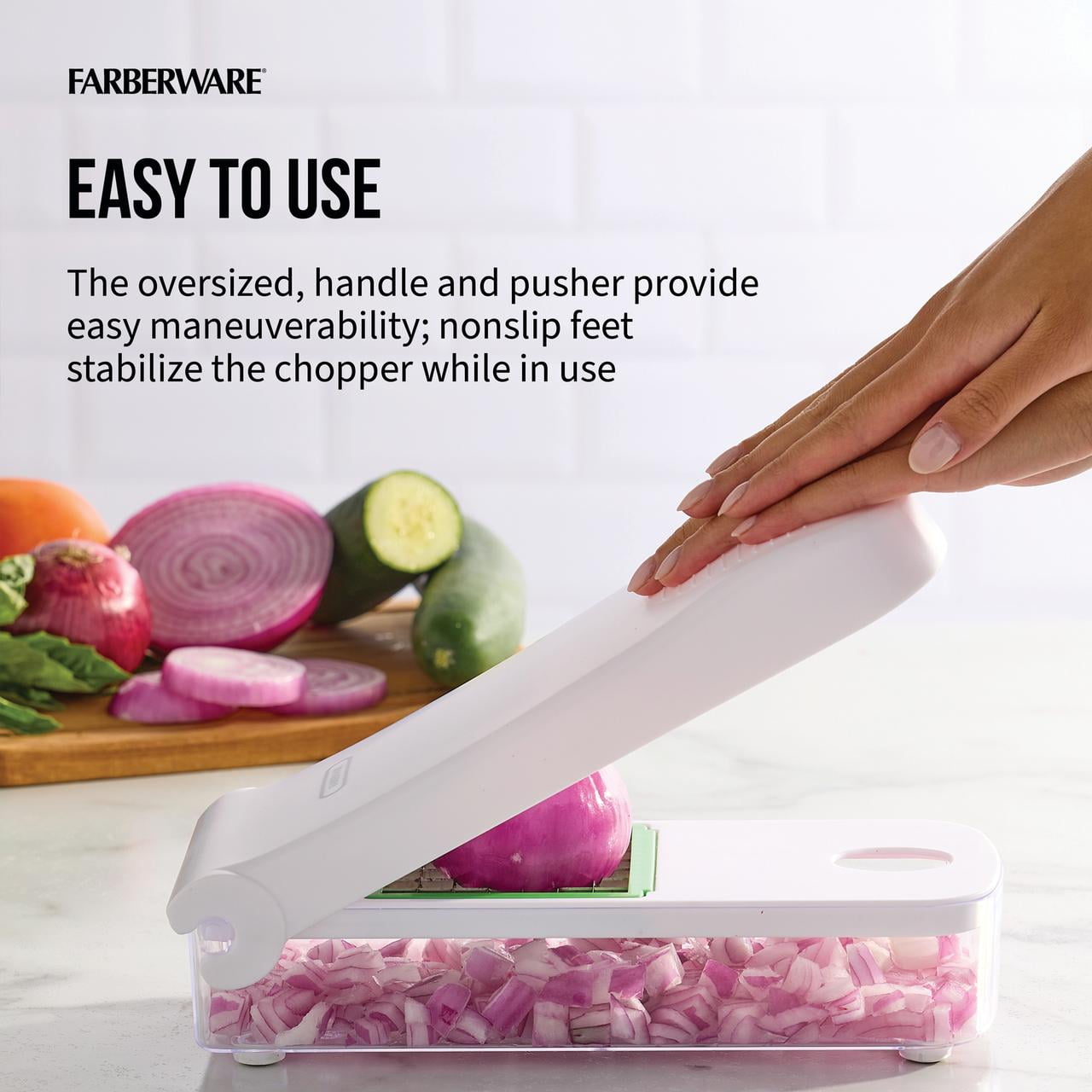 Farberware Professional Vegetable Chopper, Stainless Steel Blades, White