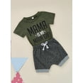 thumbnail image 3 of Genuiskids Summer 2pcs Baby Boys Clothes Sets MAMA Letter Short Sleeve T-Shirts+Elastic Grey Solid Shorts, 3 of 9