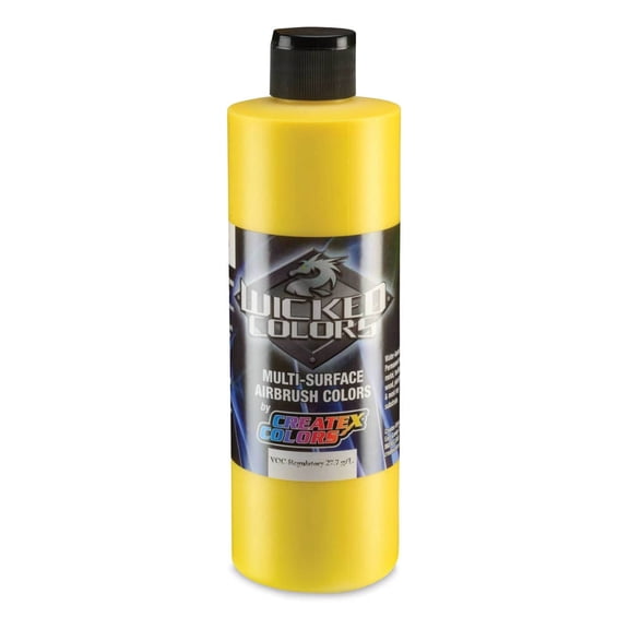 Createx Wicked Colors Airbrush Color - Opaque Hansa Yellow, 16 oz, Bottle
