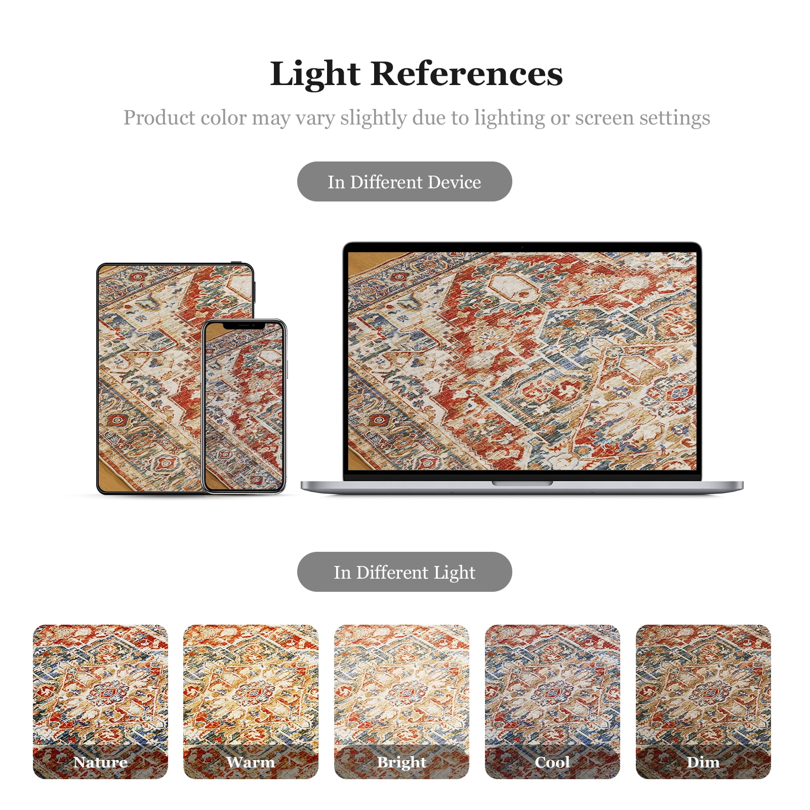 CHITOOMA 9'x12' Boho Area Rugs for Living Room, Machine Washable Area Rug with Non-Slip Backing, Stain Resistant Non-Shed Carpet for Bedroom, Dining Room, Dorm, Office