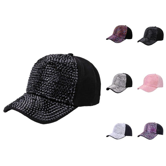 Baseball cap women rhinestone sun hat â Embellished baseball hat for women, hats for women cap for summer outings, adjustable dad hat style breathable sun protection accessory