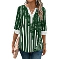 thumbnail image 3 of NFTOEIULA Women Contrast Color Stripe V Neck Half Sleeve Top, 3 of 7