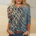 thumbnail image 2 of HKEJIAOI Blouse d'Été à Col Rond Imprimé Floral à Manches 3/4 pour Femmes, 2 of 5