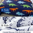 thumbnail image 7 of URBONUR 3 Pieces Dinosaur Queen Comforter Set for Boys Kids, Cartoon Dinosaur Print Comforter Set, Dark Blue Reversible Bed Set for Toddler Teens Boys, 7 of 7