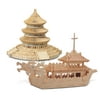 Puzzled Dragon Boat and Temple of Heaven Wooden 3D Puzzle Construction Kit