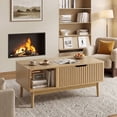 thumbnail image 2 of YouTrend Fluted Lift Top Coffee Table with Storage, Rising Coffee Tables with Hidden Compartment, Wood Center Table for Living Room Office, Natural, 2 of 7