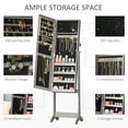 thumbnail image 3 of Mirror Jewelry Cabinet Armoire, Lockable Jewelry Organizer with Full-Length Mirror, 3 Angle Adjustable, Grey, 3 of 7