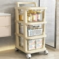 thumbnail image 6 of Tunhigl Kitchen Bathroom Living Room Shelf Floor Storage Rack Multi-Layer Transparent Storage Cabinet Movable Trolley, 6 of 6