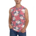 thumbnail image 2 of Lsque Rose Flowers Print Men's Cotton Blend Sleeveless Muscle Shirts (S-3XL)- Moisture Wicking, Odor Protection, UPF 30+,X-Large, 2 of 8