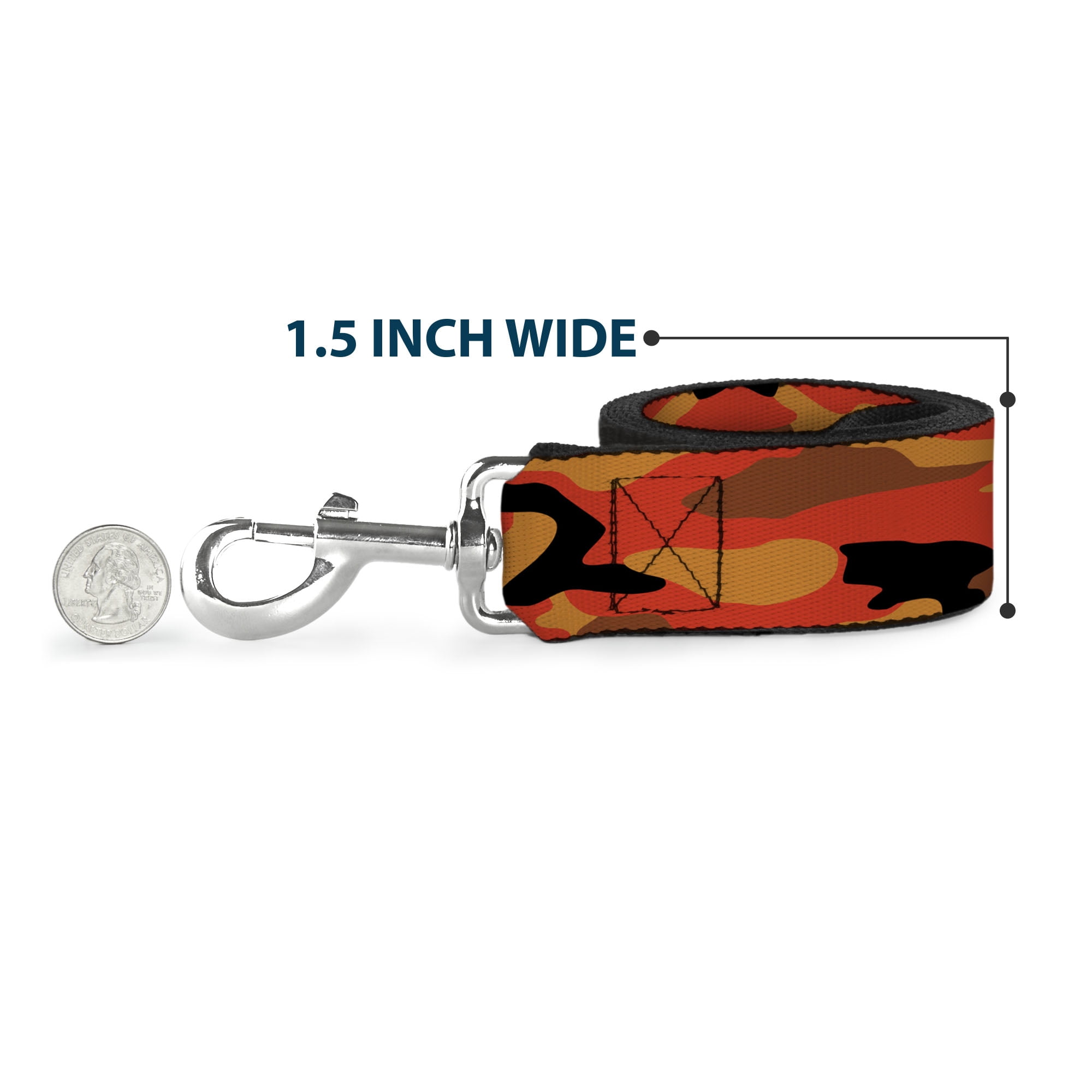 Buckle-Down Pet Leash, Dog Leash, Camo Oranges Black, 6 Feet Long 1.0 Inch Wide