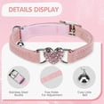 thumbnail image 5 of Diamond Cat Collar,Adjustable Soft Velvet Leather Safe Kitten Collar with Crystal Heart Charm and Bells,Girl Boy Bling Stylish Cat Collars with Safety Elastic, 5 of 7
