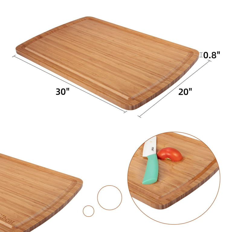 Extra Large Bamboo Wood Cutting Board, 30 x 20 inch Kitchen Wooden Chopping Board with Juice Groove, Reversible Butcher Block Cutting Board for Meat