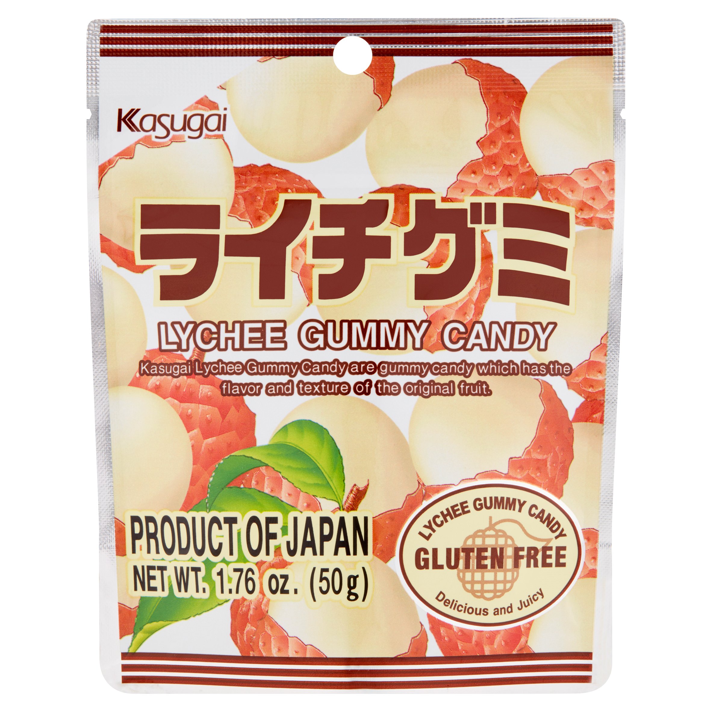 Kasugai Lychee Gummy Candy, 1.76 oz, 12 pack